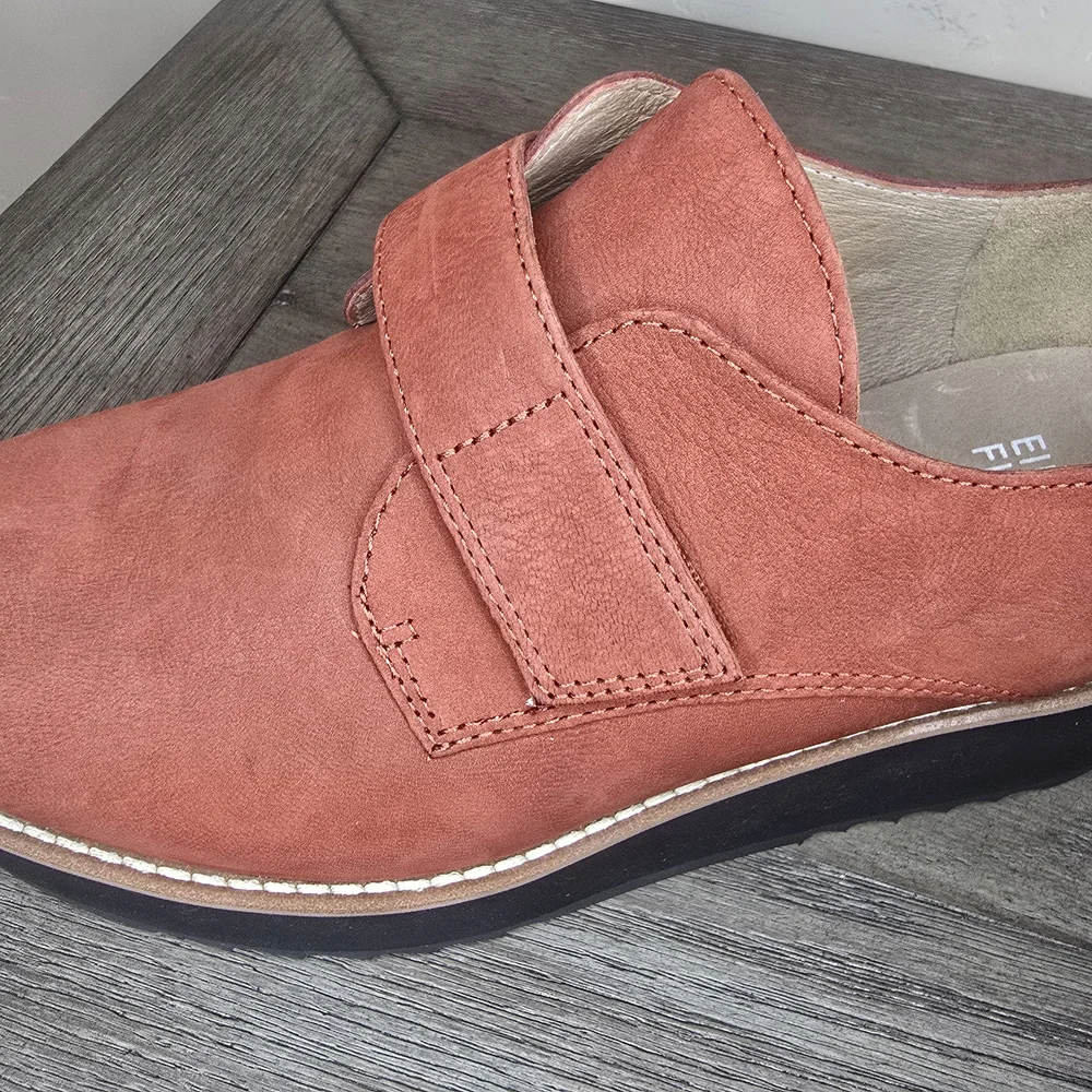 New Eileen Fisher Zola Platform Wedge Booties Clog Rust Suede 7.5 Boho Chunky